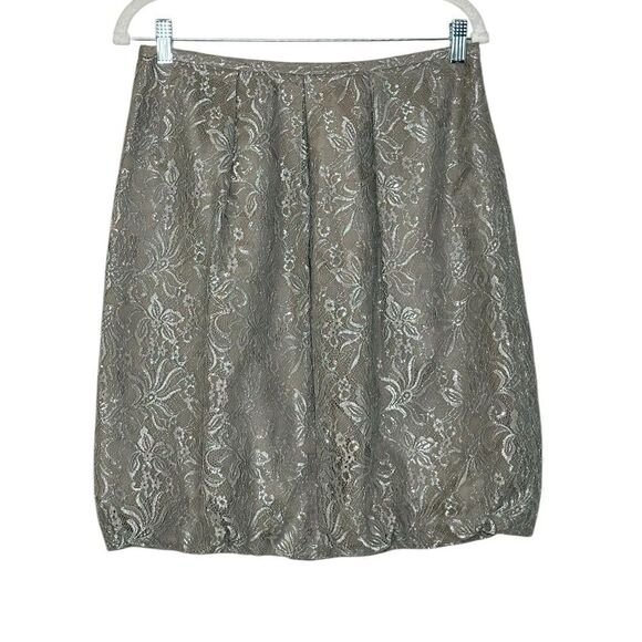 Loft Silver Metallic Bubble Hem Mini Cocktail Skirt | Size 6 - Picture 1 of 5
